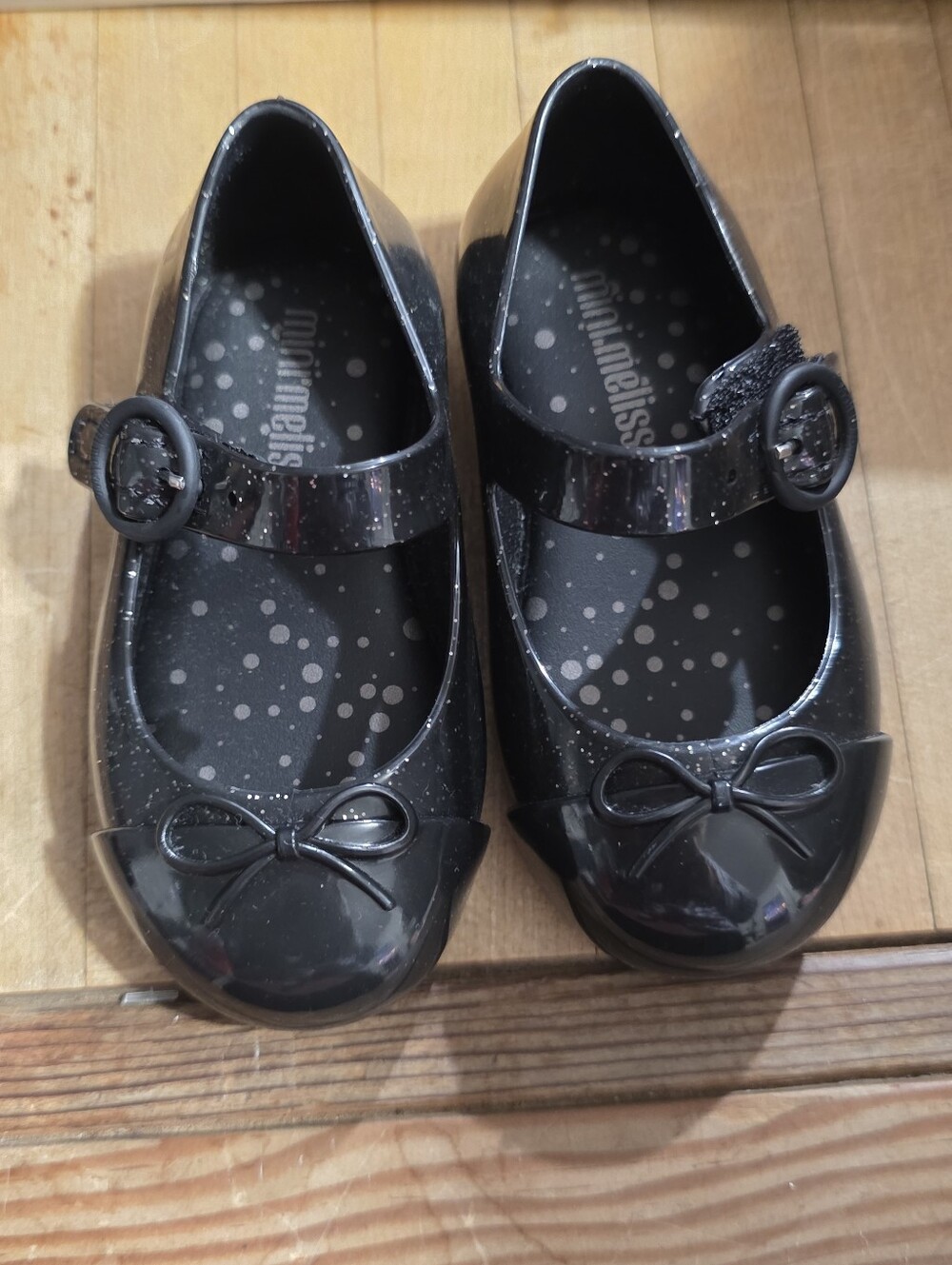Mini Melissa Black Patent Mary Jane Shoes with Bow